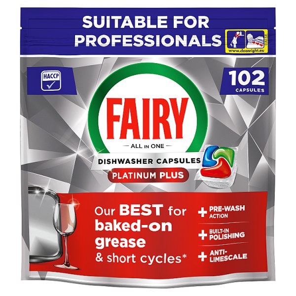 Fairy Platinum Plus All-in-One Dishwasher Capsules - 102 Capsules