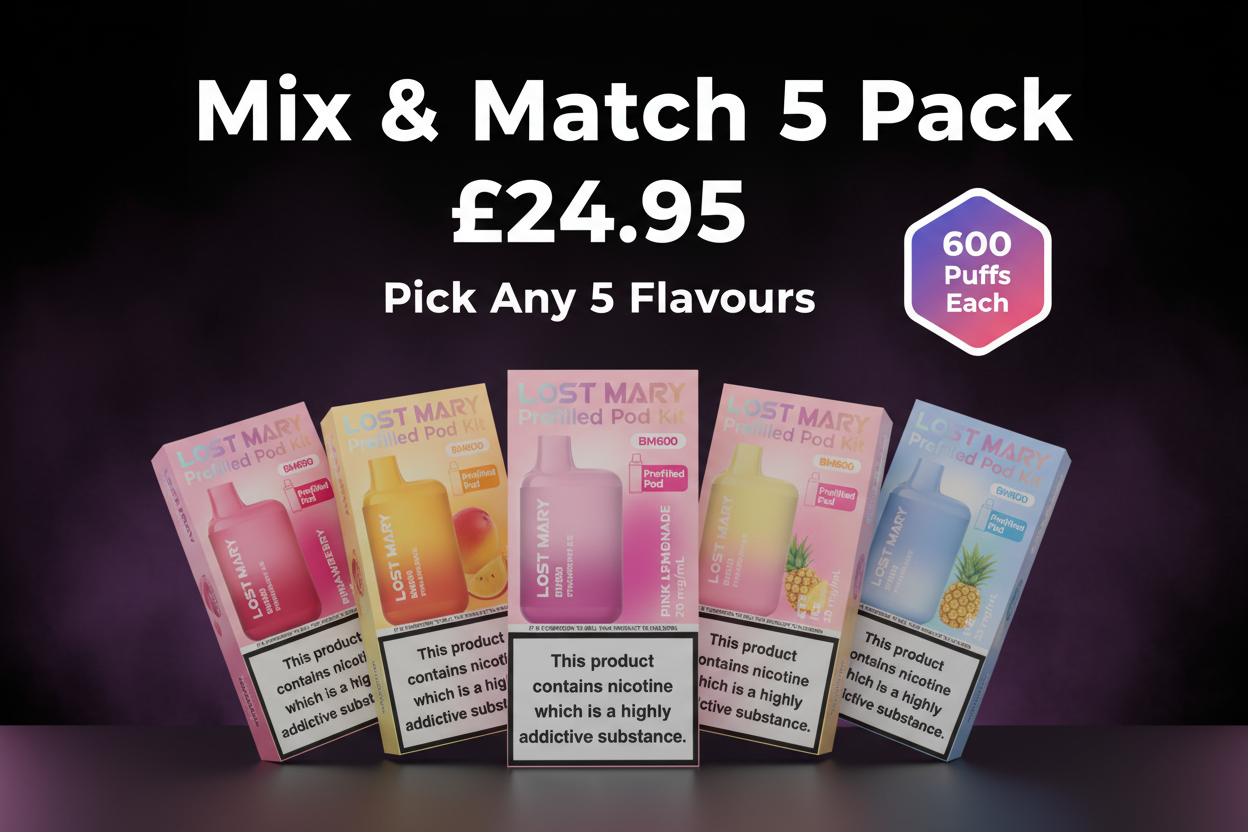 Lost Mary BM600 Mix & Match 5 Pack - Pick Any 5 Flavours for £24.95
